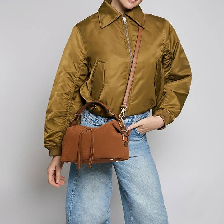 Chestnut Suede Dumpling Convertible Handheld for wholesale on Faire1