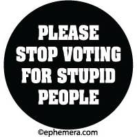 Ephemera - Wholesale Lapel Pin/Button - Pin Button: Please Stop voting for Stupid people