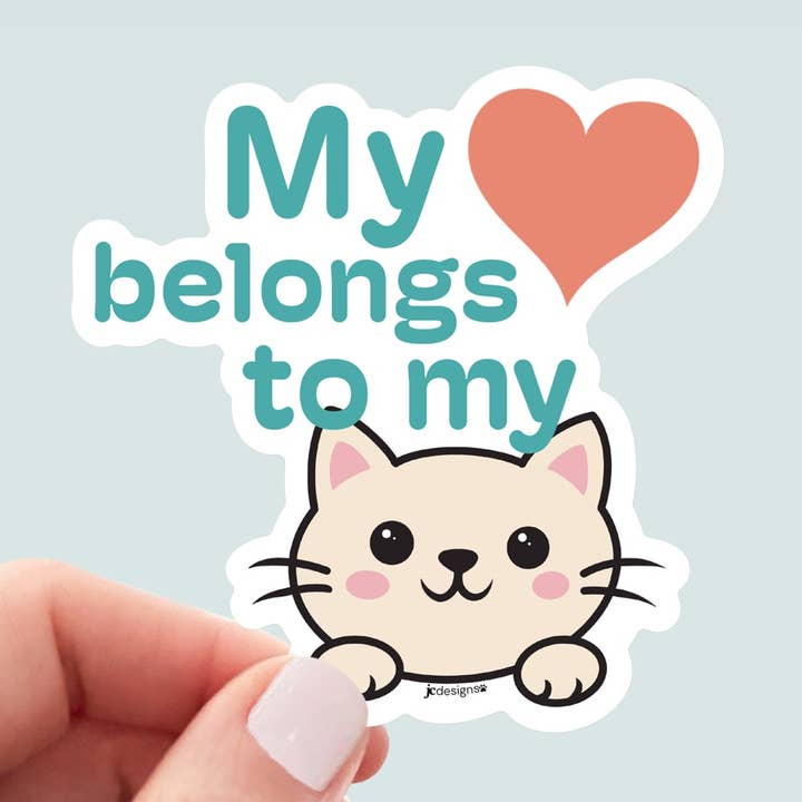 My Heart Belongs to My Cat Vinyl Sticker for wholesale by JC Pet Designs