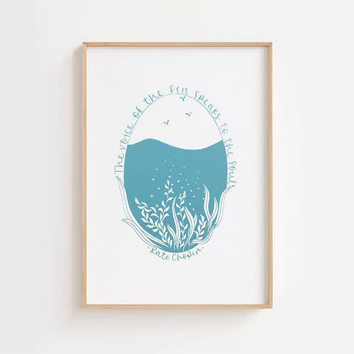 Impression d'art | La voix de la mer | Amoureux de la mer | Citation | A4 pour la vente par Once upon a Dandelion
