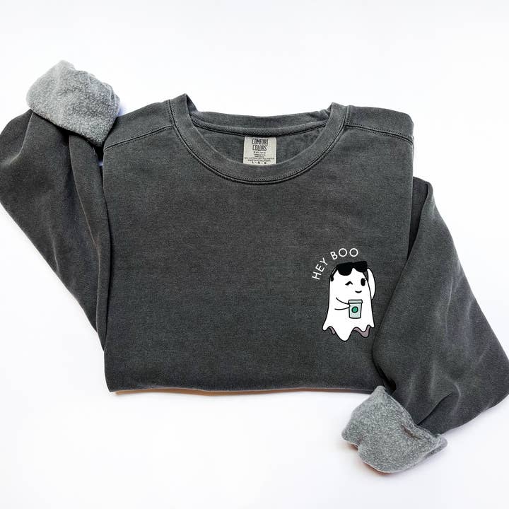 Hé Boo Sweatshirt Fantôme Café Chaud pour la vente par Mugsy's Brand