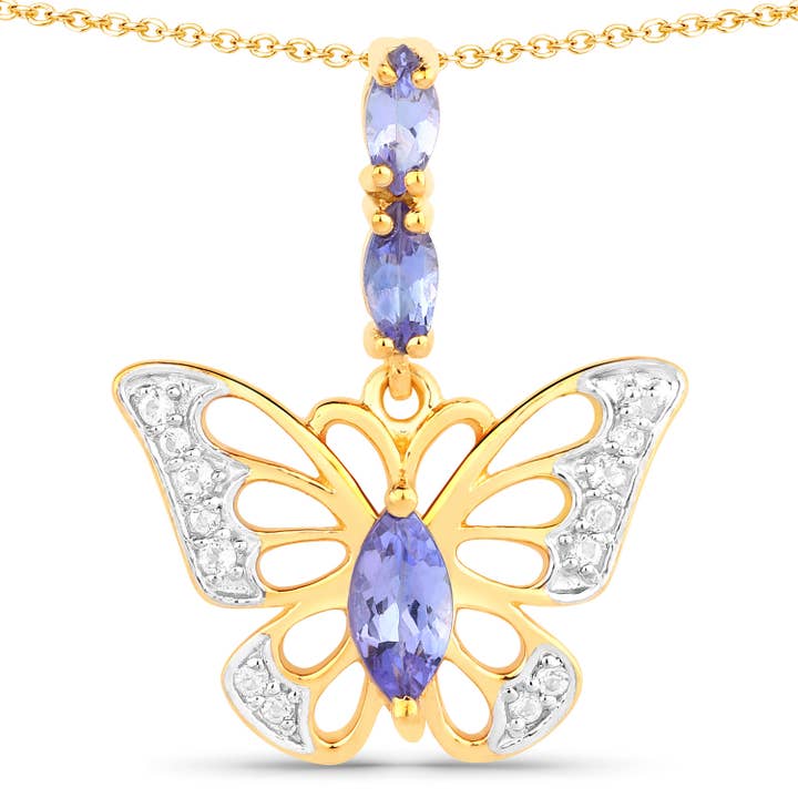 0.74 ctw Tanzanite & Topaz .925 Sterling Silver Pendant for wholesale by Quintessence Jewelry
