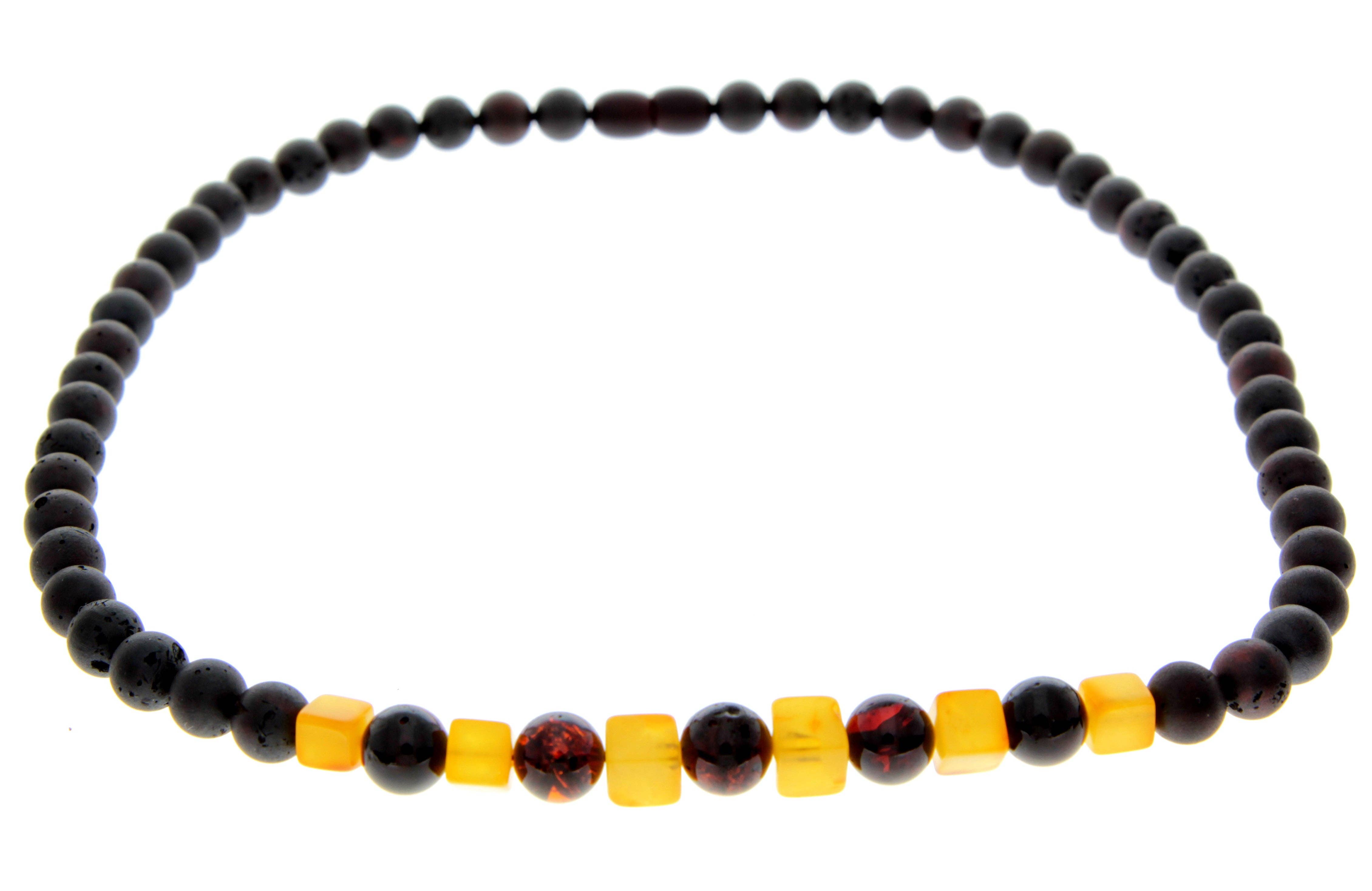 SilverAmber Jewellery - Vendita all'ingrosso Collane di perline/perle - Perline rotonde in vera ambra baltica da uomo/collana con perline unisex. MB025N0