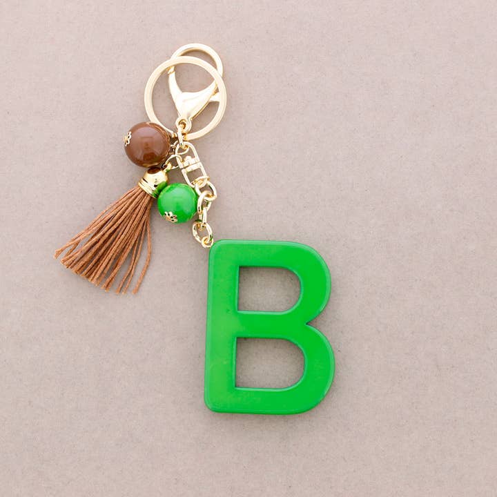 Porta-chaves com pingente de resina inicial letra B por atacado de Sonata
