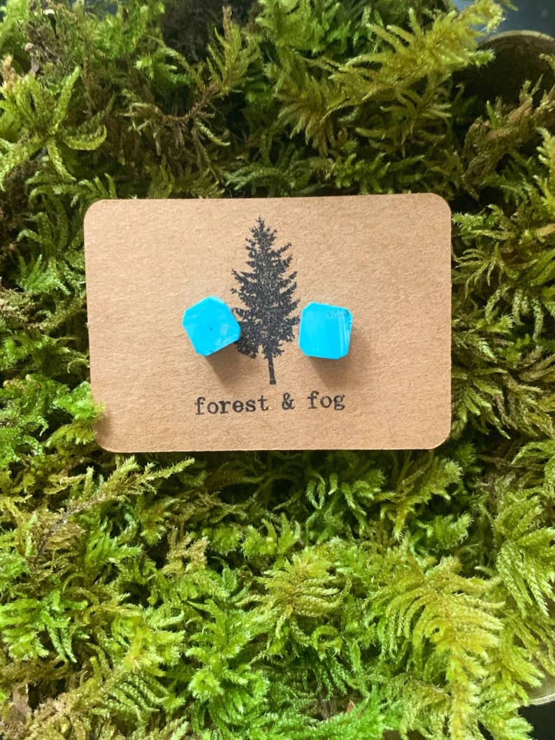 forest & fog - Wholesale Stud/Post Earrings - Turquoise Raw Gemstone Stud Earrings2