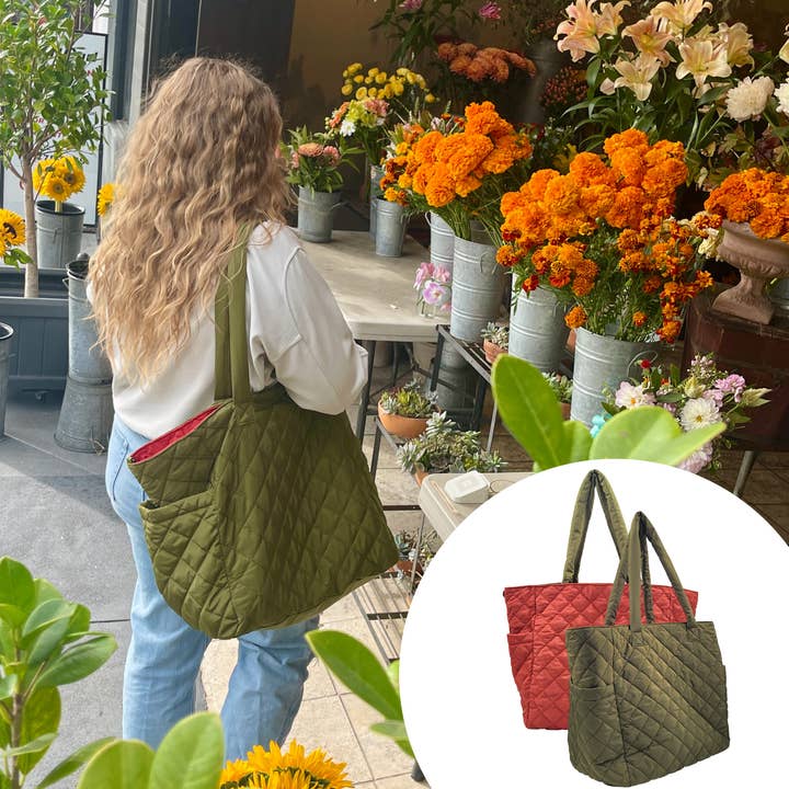 Riva: Large Reversible Nylon Tote- New colors added for wholesale by K. Carroll Accessories