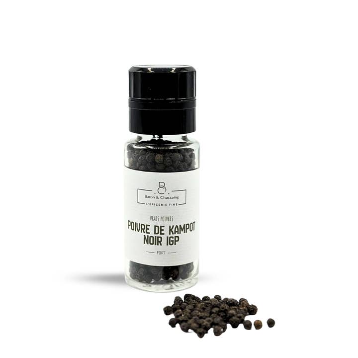 Kampot Black Pepper 60g – Grinder for wholesale by Baron & Chassaing
