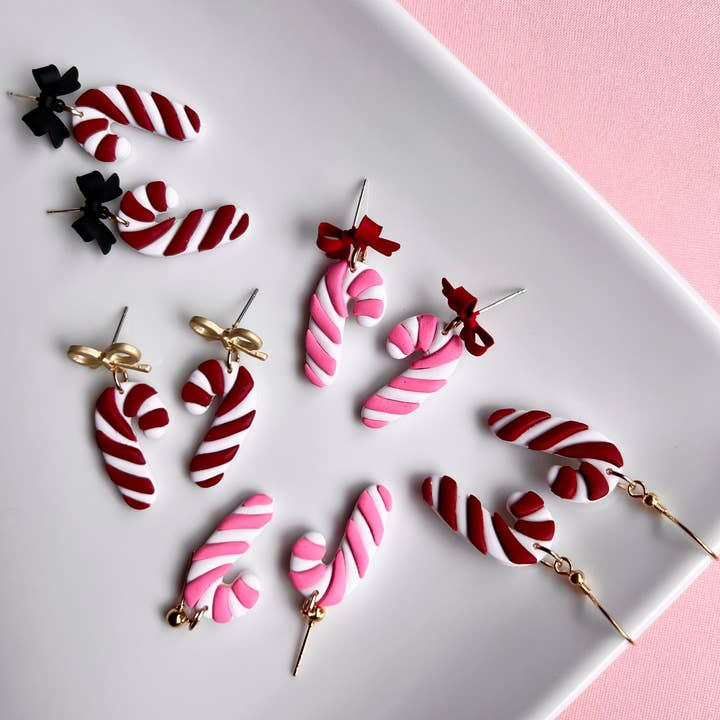The Candi Cane | Candy Cane Clay Earrings for wholesale by Cascade Designs