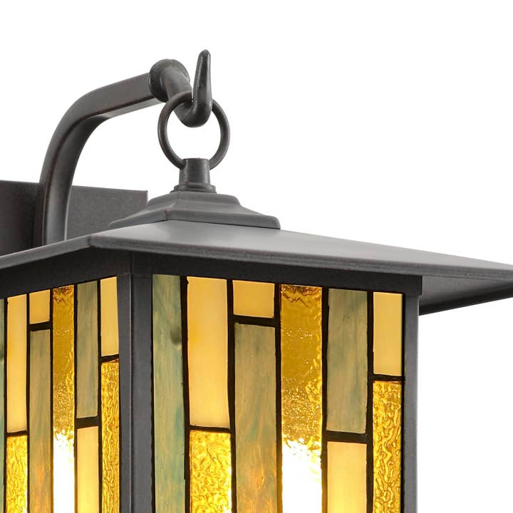 River of Goods - Wholesale Outdoor/Lawn Light - 11.75"H Amber & Gray 1-Light Outdoor Lantern Wall Sconce9