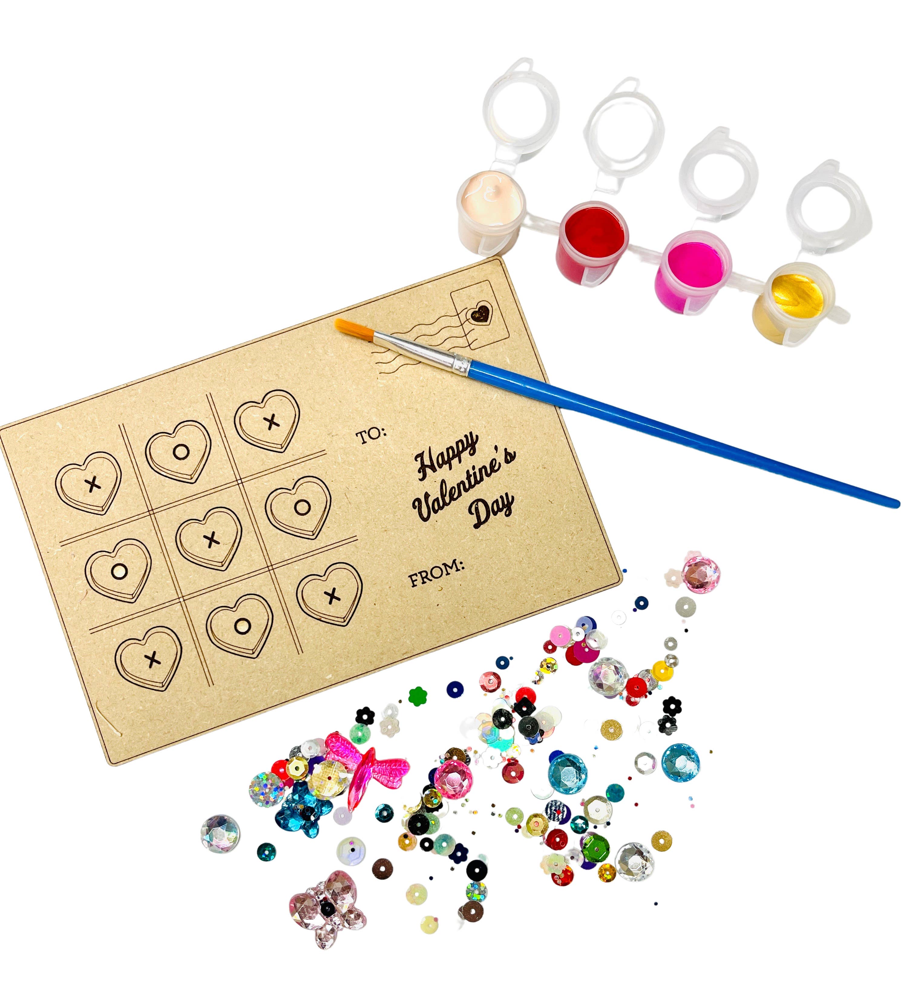 Sadie’s Moon - Wholesale DIY Craft Kit - Kids - Valentine's Day Postcard DIY Kit Tic Tac Toe