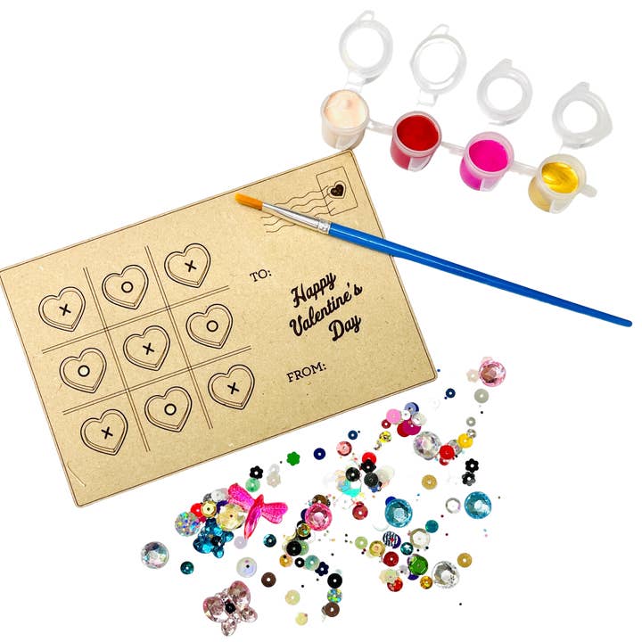 Sadie’s Moon – Großhandel Bastelset – Kinder – Postkarten-DIY-Set zum Valentinstag Tic Tac Toe