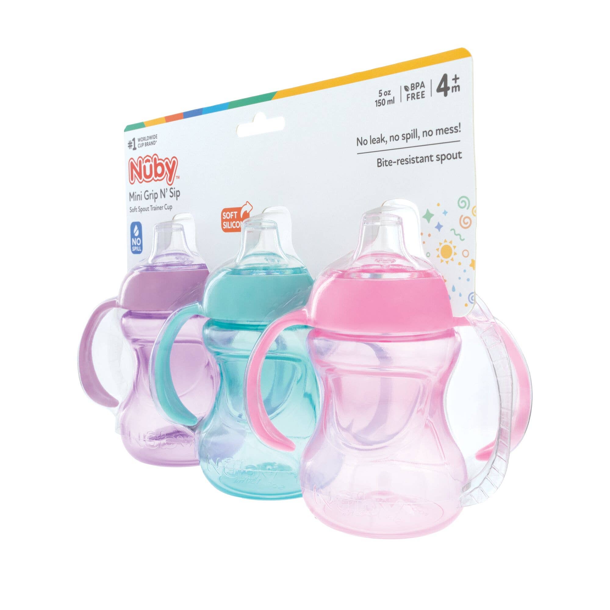 Nuby - Wholesale Drinking Glass/Cup - Nuby 3 Pack 6oz Mini No Spill Easy Grip Trainer Cups3