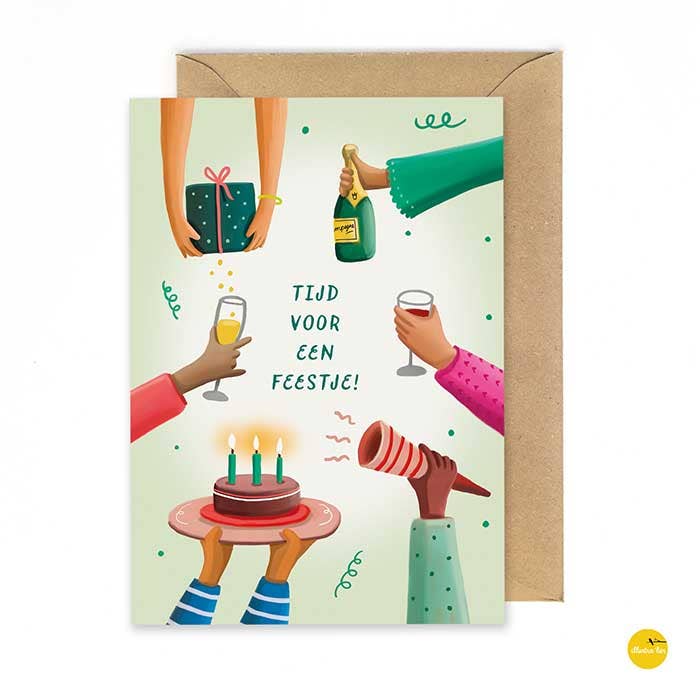 wenskaart Tijd voor een feestje! voor wholesale door illustralies
