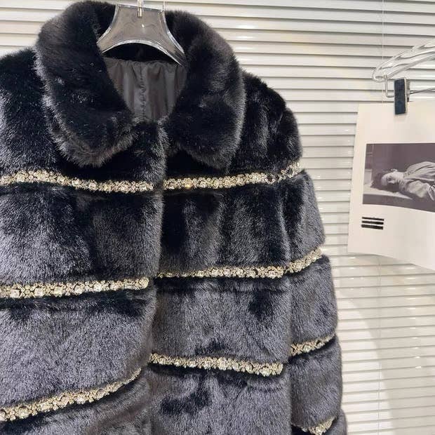 Productseeker - Wholesale Fur/Faux Fur Coat - Women's - CT128 2025 Handcrafted Beaded Sequin Faux Fur Winter Coat3