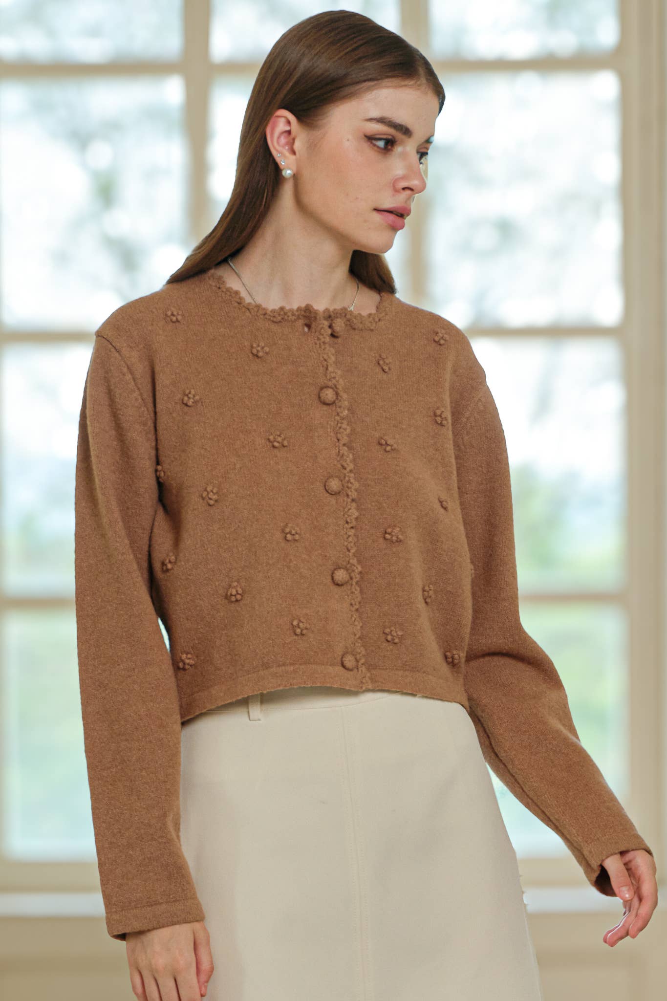 ROSIE POSIE - Wholesale Cardigan - Women's - RP2579 - Pom Pom Buttoned Cardigan6