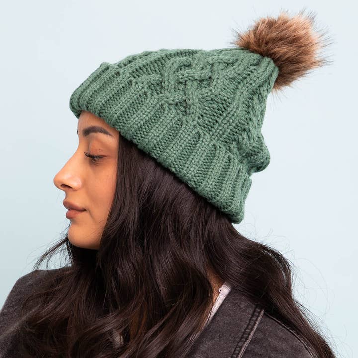 Leto Accessories - Wholesale Beanie - Women's - Fur Pom Knit Beanie - Ideal for Winter Adventures 🏂