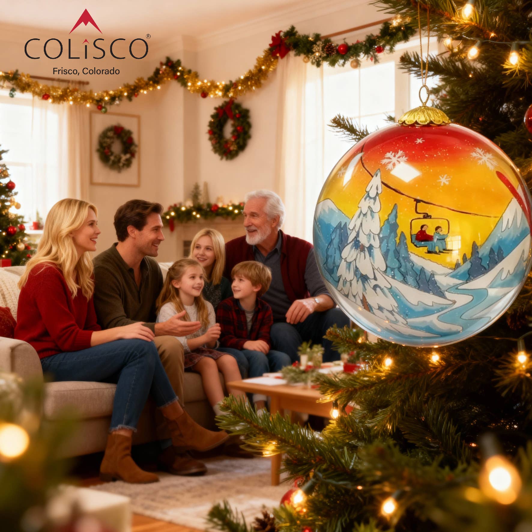 Colisco Wholesale – wholesale Prydnad – Colisco Solnedgång Skidåkning Handmålad Glasprydnad2