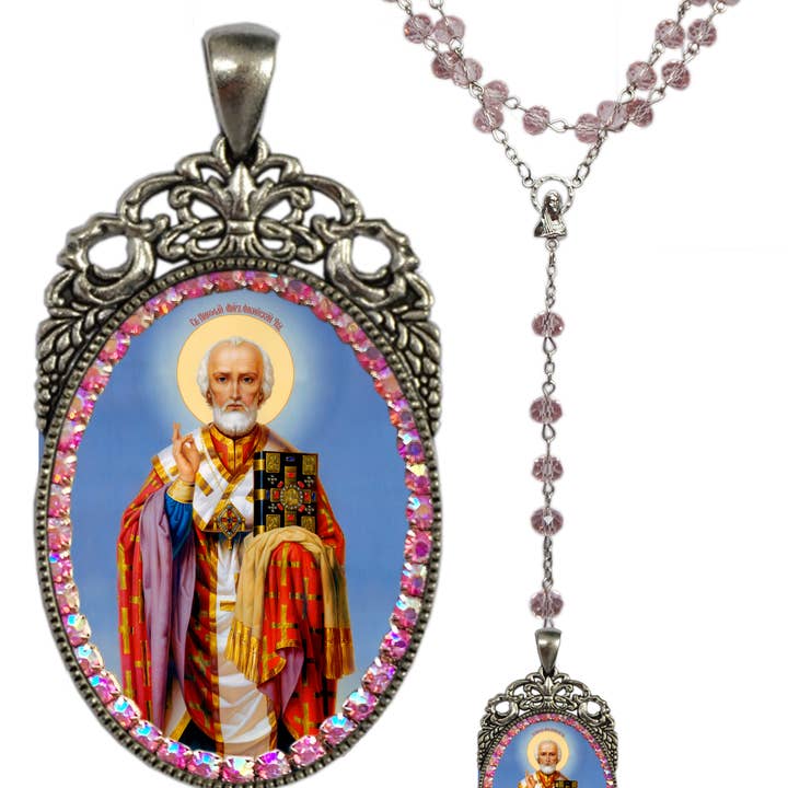 MariaSantissimaShop – Engroshandel Bedehalskæde – Rosenkrans med Sankt Nicholas