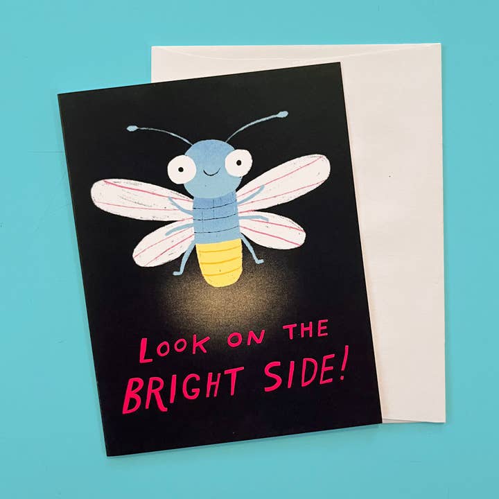 Look on the Bright Side Glühwürmchen-Grußkarte für den Großhandel von Katie Turner Illustration