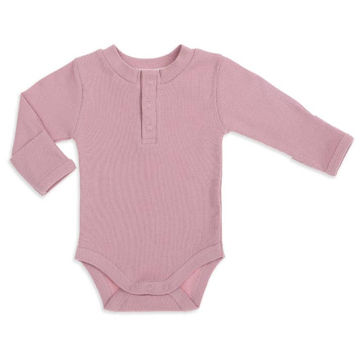 Wanderer Organic Long Sleeve Romper Rosy Mauve for wholesale by www.fauveandco.com.au