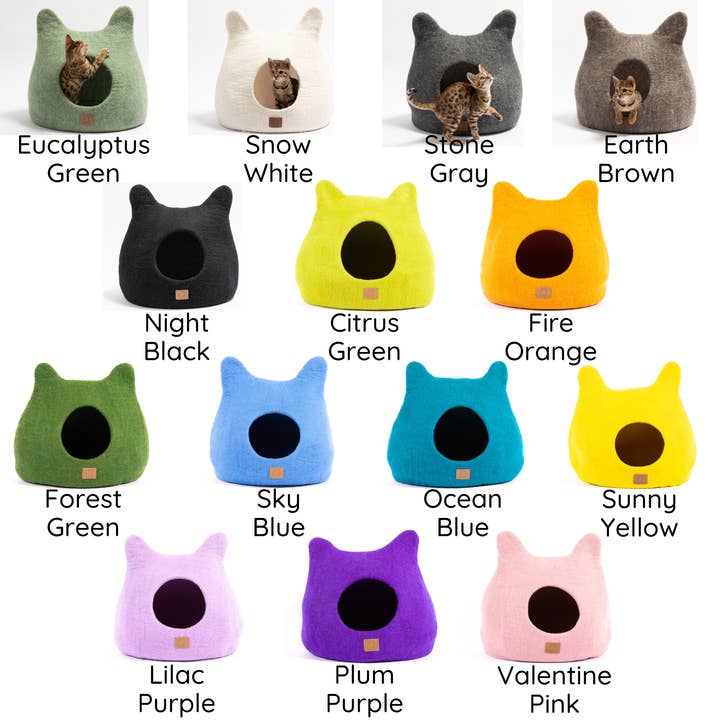 Fuzzy cove - Wholesale Pet Cave - Cat/Dog - Whimsical Cat Ear Cave Bed - Night Black7