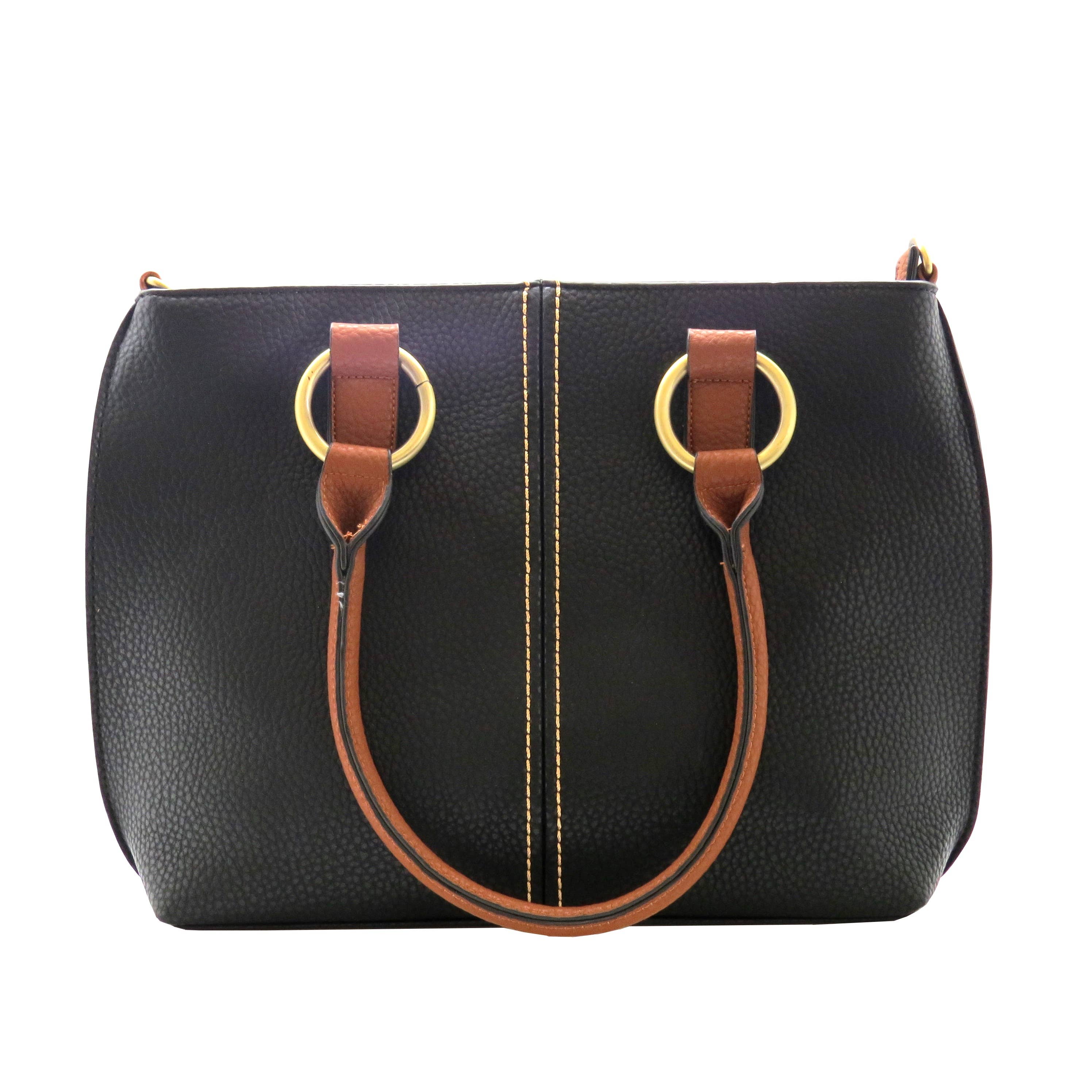 22 Tote - Wholesale Tote Bag - Women's - Pebbled Vegan Leather Triple-Compartment Shoulder Tote Bag0