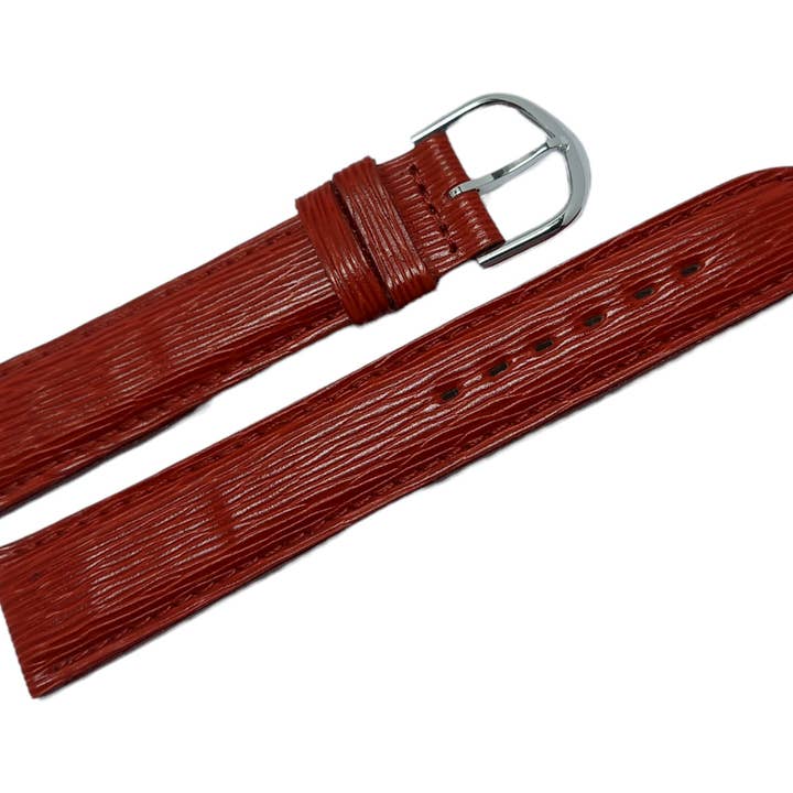 18 mm röd. Böjd klockrem i R-kornläder. för wholesale av BRACELETS MONTRE ACH