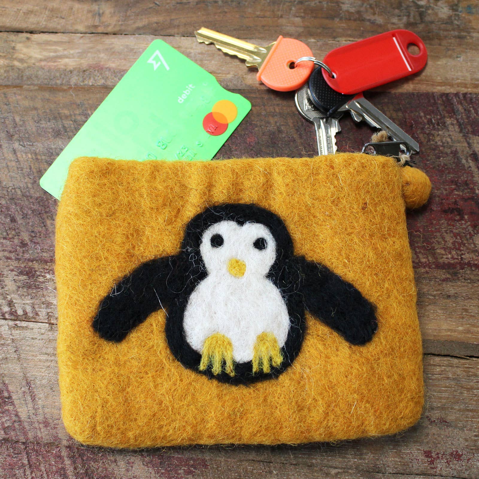 AW Artisan - Wholesale Coin Purse - Unisex - Natural Felt Purse (surt) - Cute Penguin5