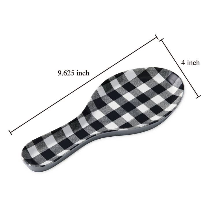 Supreme Housewares - Wholesale Spoon Rest - Gingham Black Melamine Spoon Rest