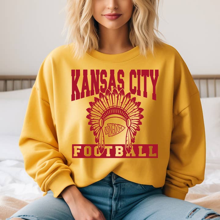 Kansas City Football - Amarelo por atacado de Farmtown Printing Company