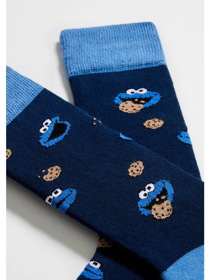 Blu BeSesameStreet Cookie Monster - Calzini in Cotone 100% Organico in vendita all'ingrosso su Faire