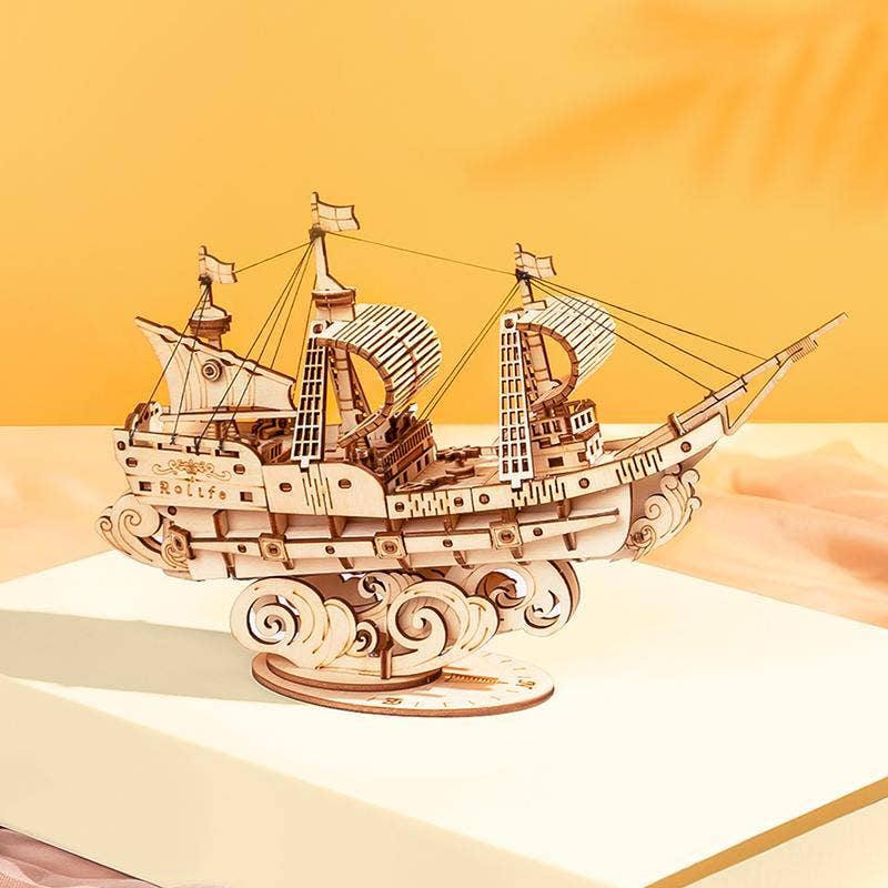 Hands Craft - Wholesale Puzzle - Kids - 3D Laser Cut Wooden Puzzle: Sailing Ship6