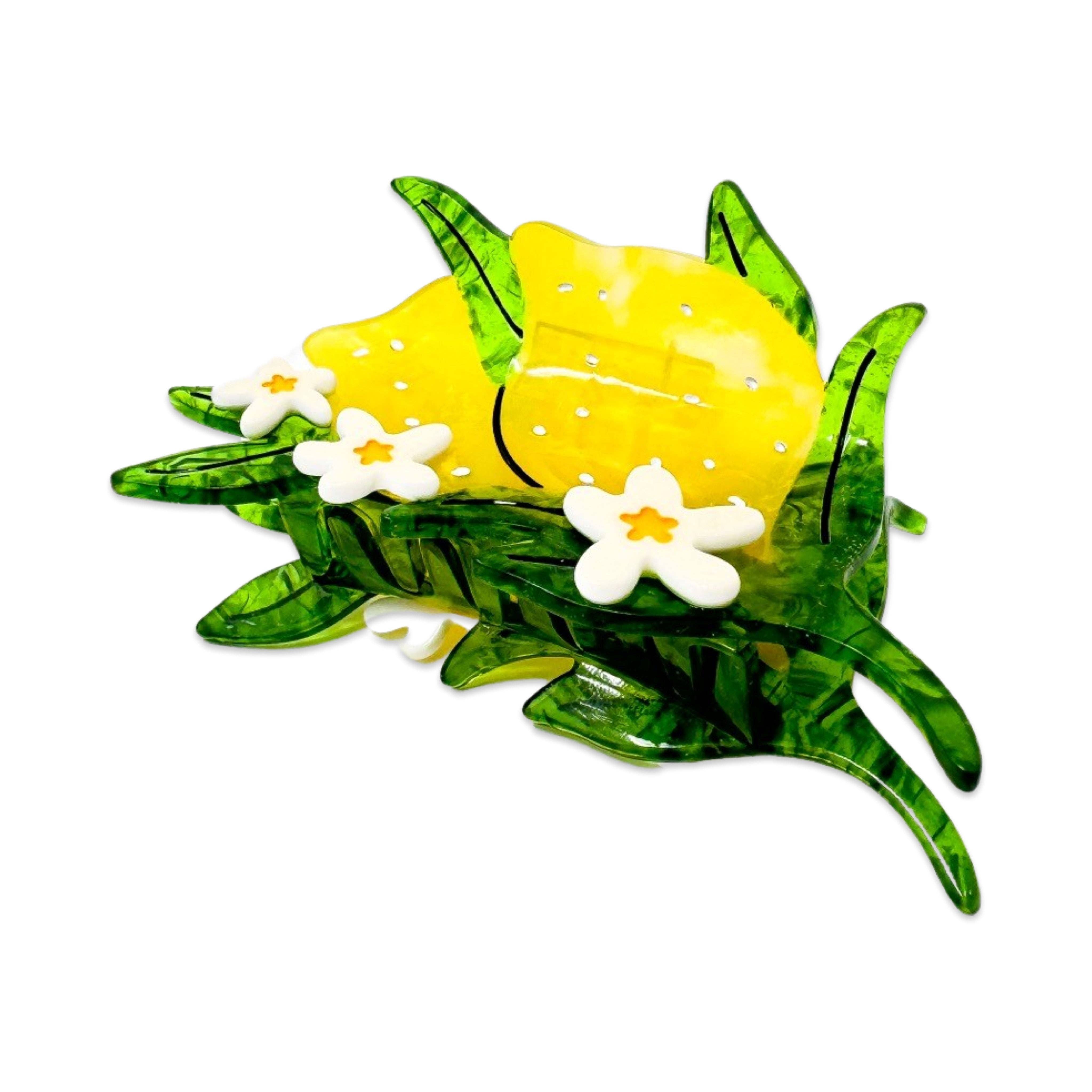 Jenny Lemons - Wholesale Haarclip - Dames - Grote haarklauwclip met citroen en bloemen10