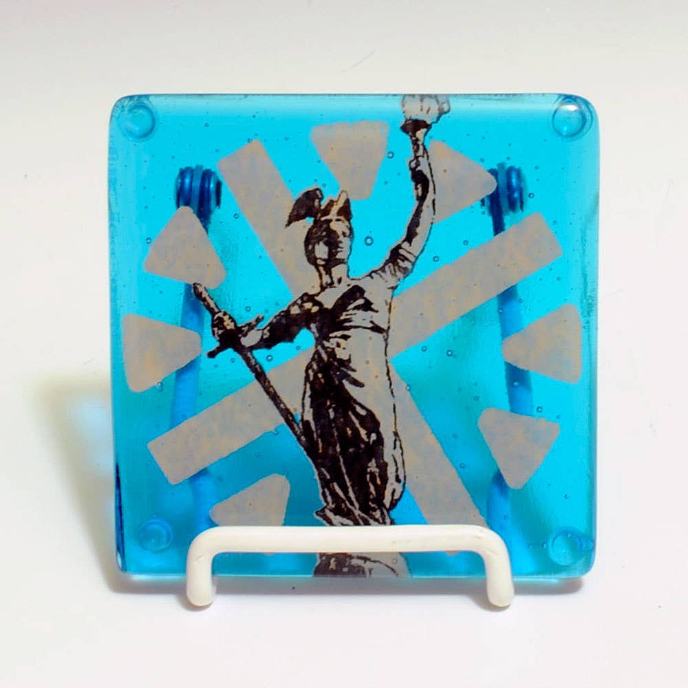 Kiku Handmade | Contemporary Fused Glass Home Goods - Wholesale Coasters - Indianapolis Soldiers and Sailors Fused Glass 4" Single Coaster1
