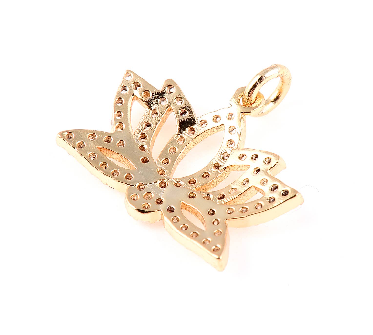Beads Creation - Wholesale Individual Charm/Pendant - 18K Gold Filled Lotus Charm Pendant, CP0516