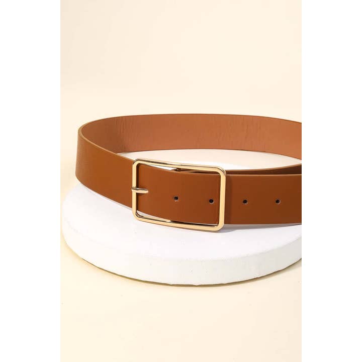 Anarchy Street - Wholesale Belt - Women's - Faux Leather Rectangle Cutout Buckle Fashion Belt