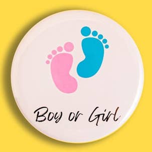 Magnetic Soul - Wholesale Lapel Pin/Button - Gender Reveal Party Button – Boy or Girl Footprint Design1