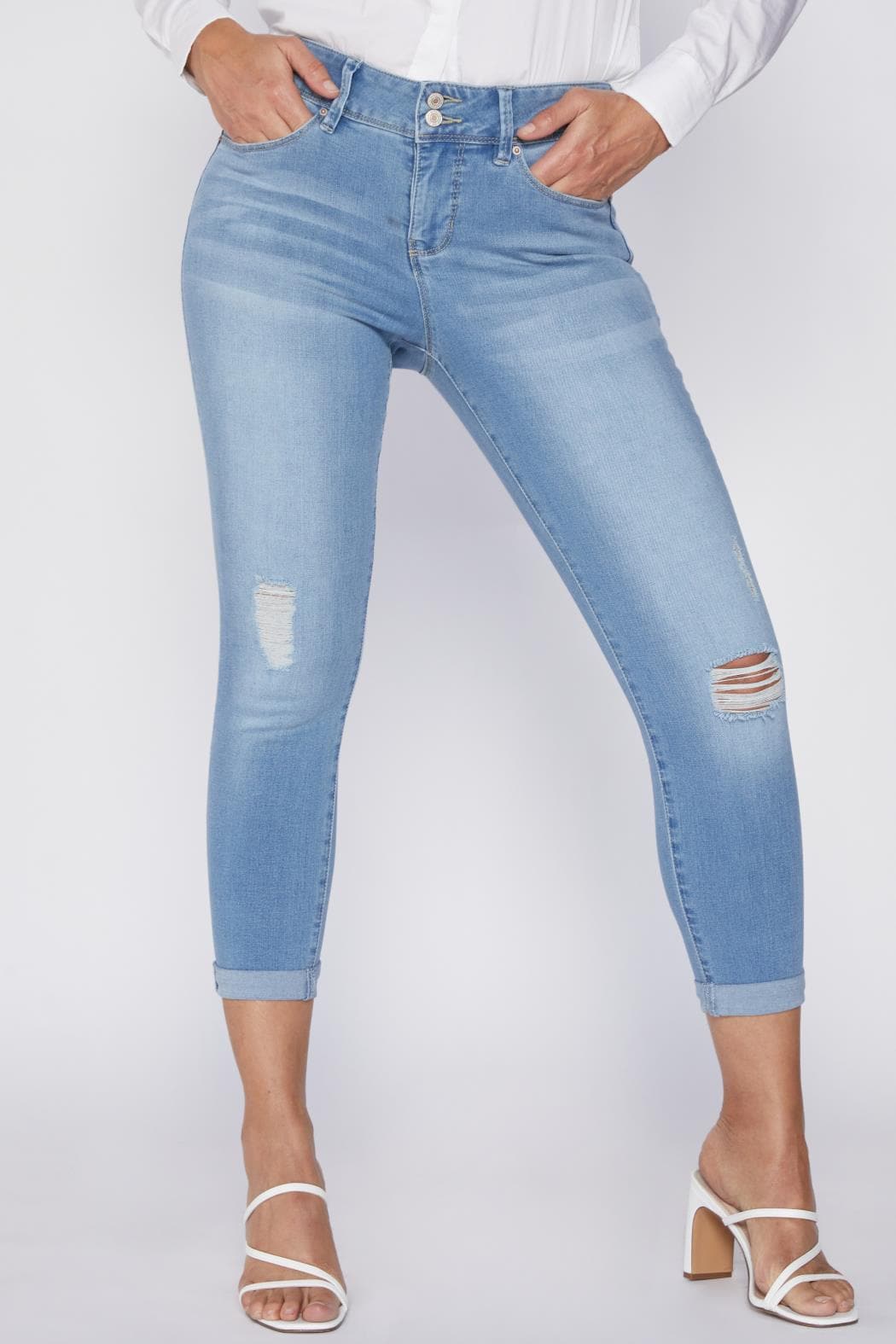 C  Petite Tummy Control Rolled Cuff Ankle Jeans-PP938141 for wholesale on Faire1