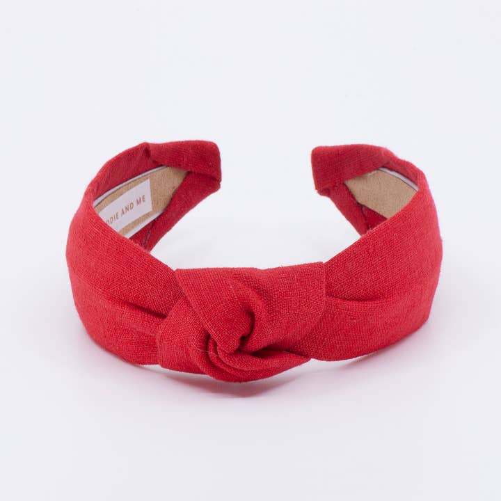Maddie and Me Handmade - Wholesale Fashion Headband - Women's - 4th of July Red European Linen Comfortable Knotted Headband