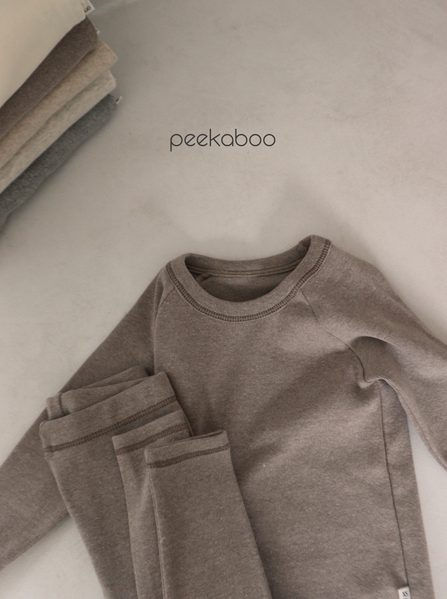peekaboo - Wholesale Sleepwear Set - Kids - Kids Unisex Neutral Solid Color Long sleeves Pajama Set1