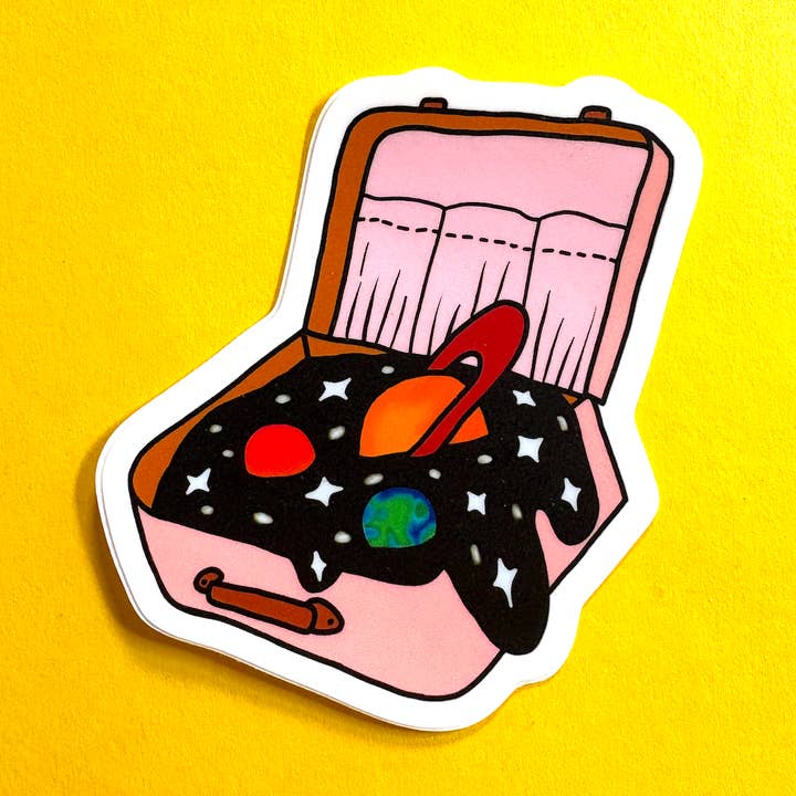 Space Suitcase Vinyl Sticker for wholesale by Raspberry Cloud Studio