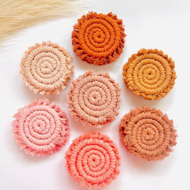 Macrame Car Coasters for wholesale by MarissaDDesigns