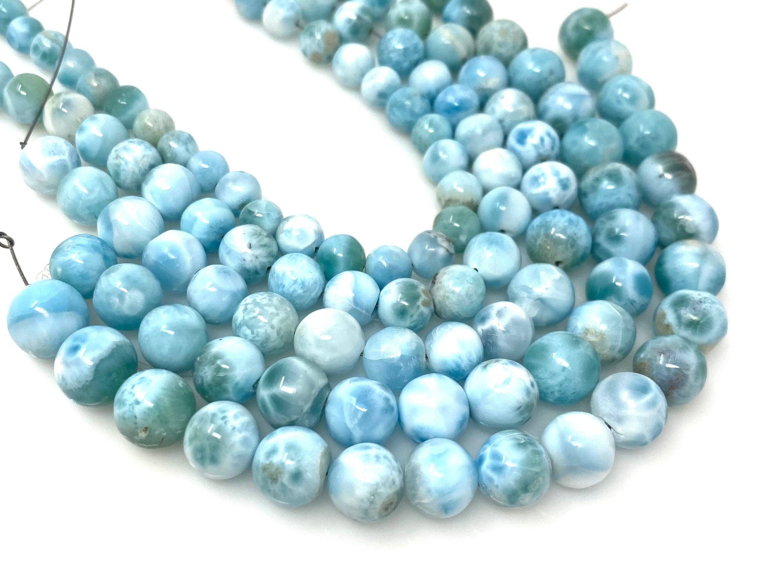 Akstar Gems – wholesale Pärlor – Larimar Pärlor, Ädelsten Pärlor, Äkta Dominikanska republiken Larimar Pärlor - AAA Quality Atlantis Stone, Karibiska stenpärlor, 7” Strand6