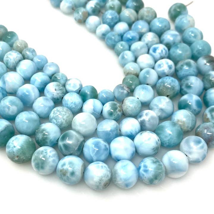 Akstar Gems – wholesale Pärlor – Larimar Pärlor, Ädelsten Pärlor, Äkta Dominikanska republiken Larimar Pärlor - AAA Quality Atlantis Stone, Karibiska stenpärlor, 7” Strand6