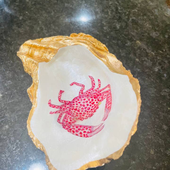 Shells by Shea - Wholesale Jewelry Dish - Oyster Shell Trinket Dish, Pink Crab Trinket Dish1