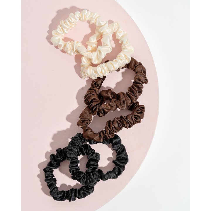 Soinvogue – wholesale Hair tie – Brushworks Skinny Satin Scrunchies - 6 Pack2