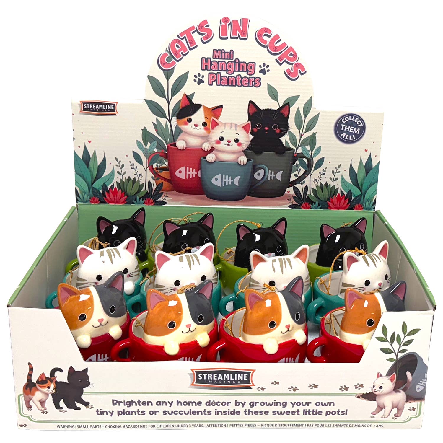 Streamline - Wholesale Hanging Planter - Cats In Cups Mini Hanging Planters4