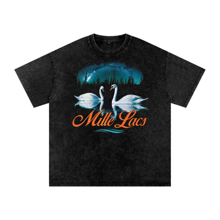 Big-Lake Birds Acid Wash Oversized Tee for wholesale by Thieves' River