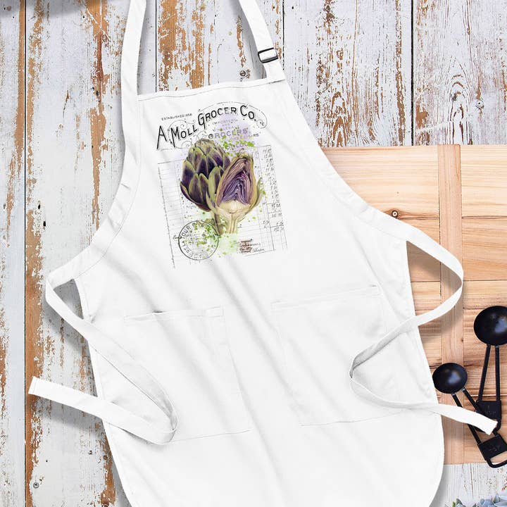Vintage Farmhouse Artichoke Vegetables Kitchen Cotton Apron for wholesale by Avery Lane Gifts