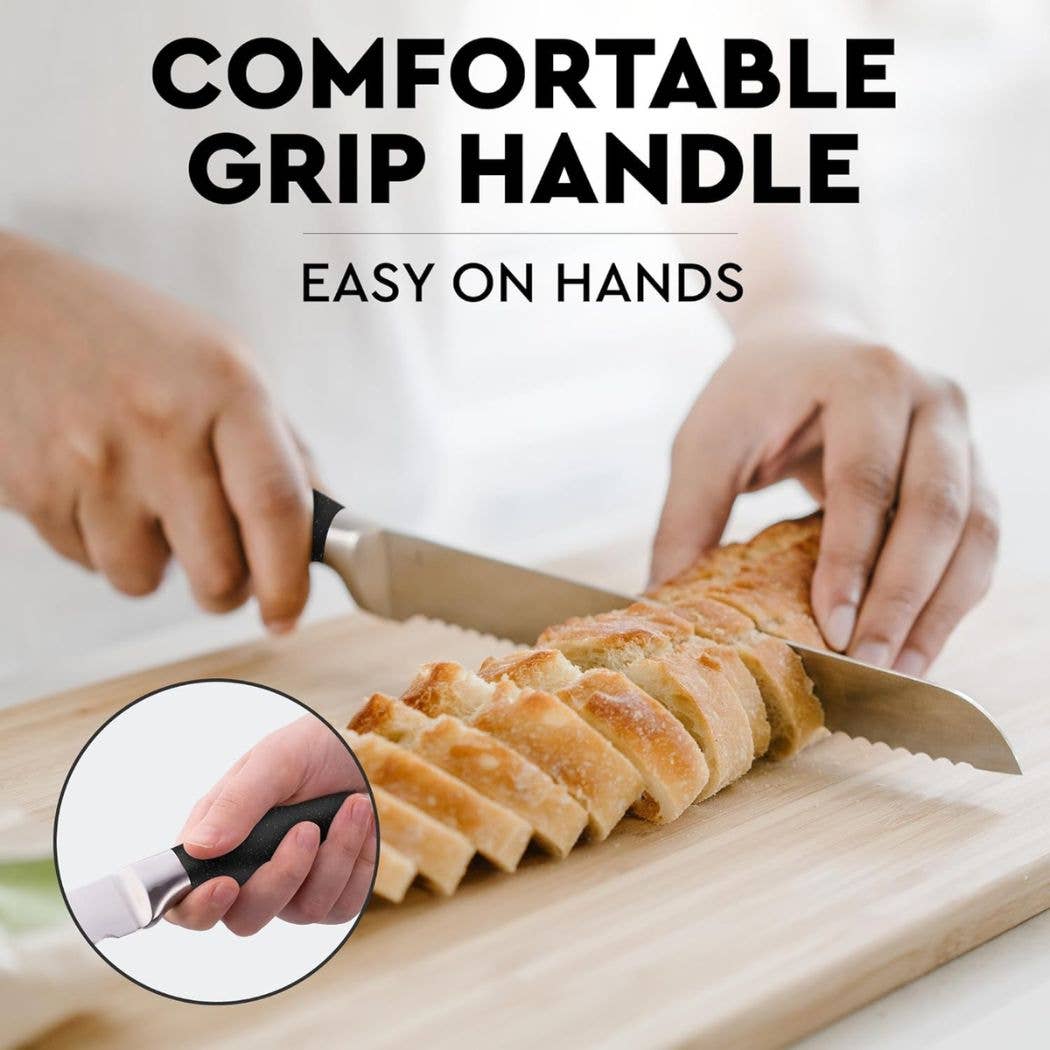 Zulay Kitchen – Engroshandel Køkkenkniv – Premium brødkniv i rustfrit stål med serrateret blad6